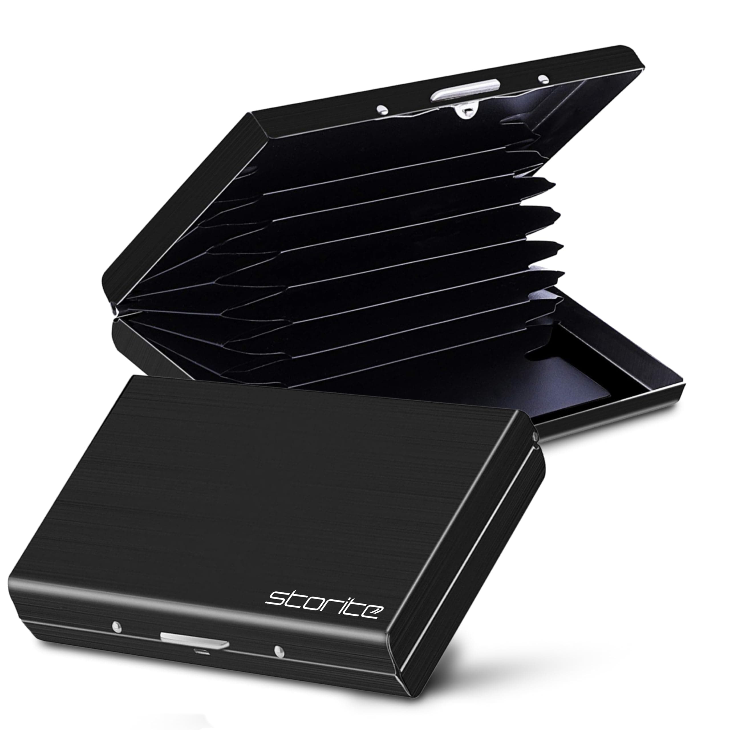 Storite Black 8 Slots RFID Protected Metal Credit/Debit/ATM Card Holder Case Wallet for Men & Women (Black-9.5 x 6.5 x 1.5 CM)