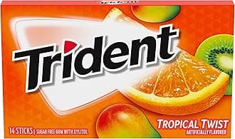 Trident Tropical Twist Sugar Free Gum, 14 Pieces