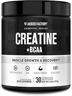 Creatine + BCAAs - Creatine Monohydrate + BCAA Powder for Increased Post-Workout Recovery, Performance, Lean Muscle Growth, & Reduced Fatigue - 30 Servings, Unflavored