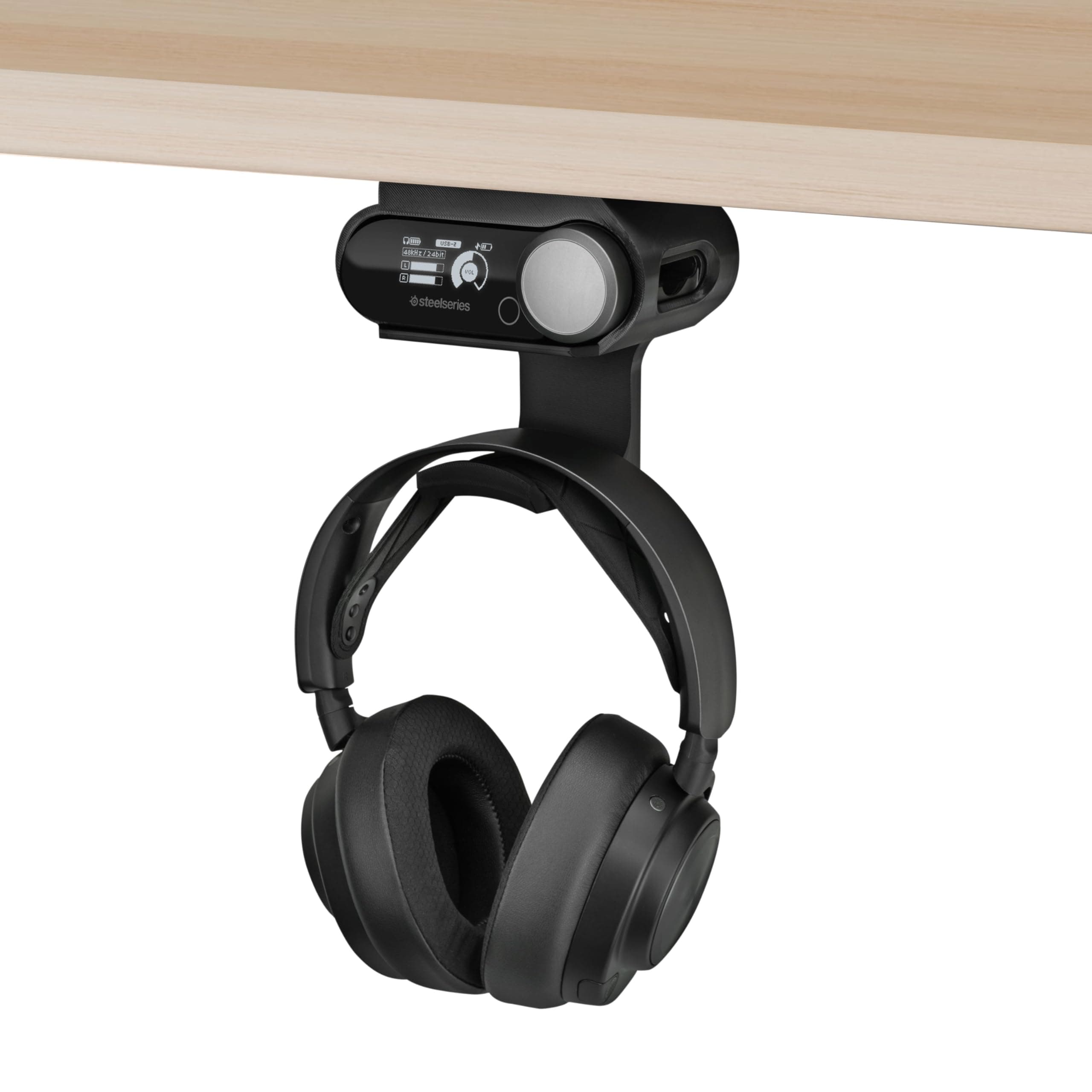 Under Desk Headphone Hanger Stand for Steelseries Arctis Nova Pro Wireless Headsets with Dock for the Wireless Base Station by Brainwavz (HPS02)