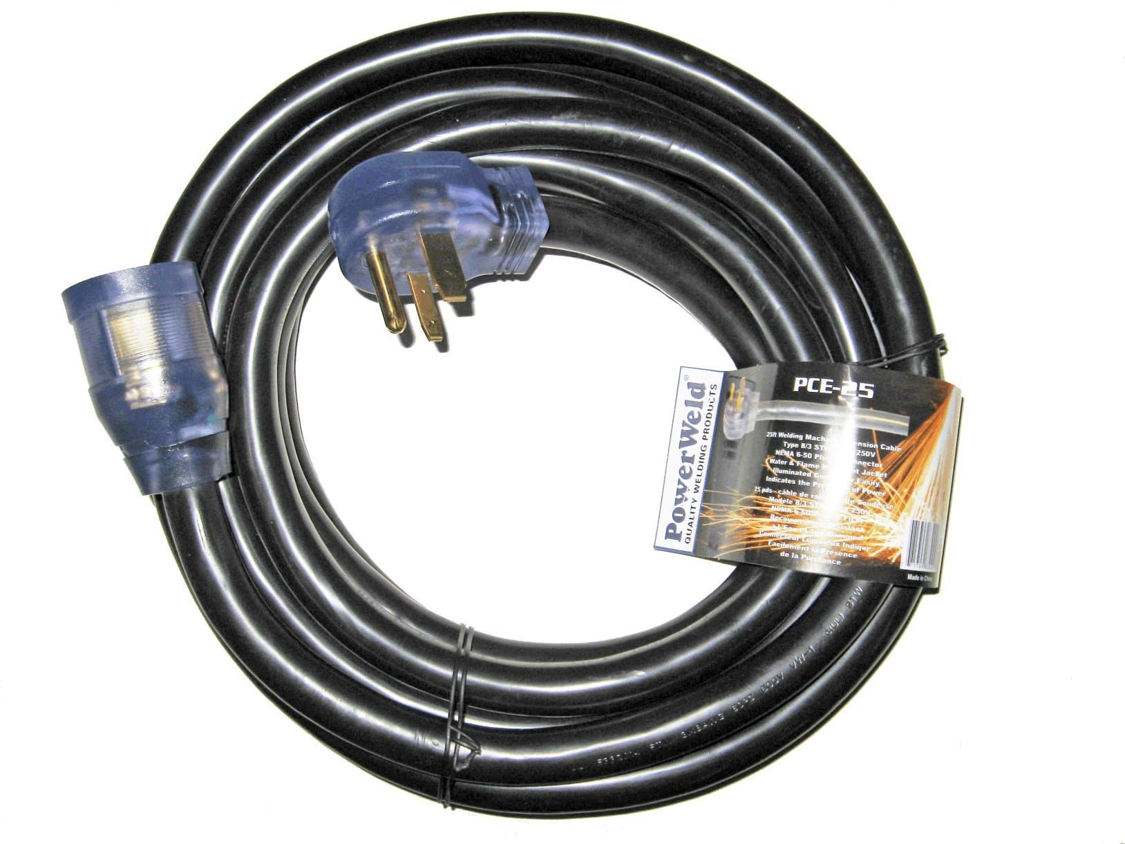 powerweldPCE-25 8/3 Type STW 250 V Welder Power Cable Extension