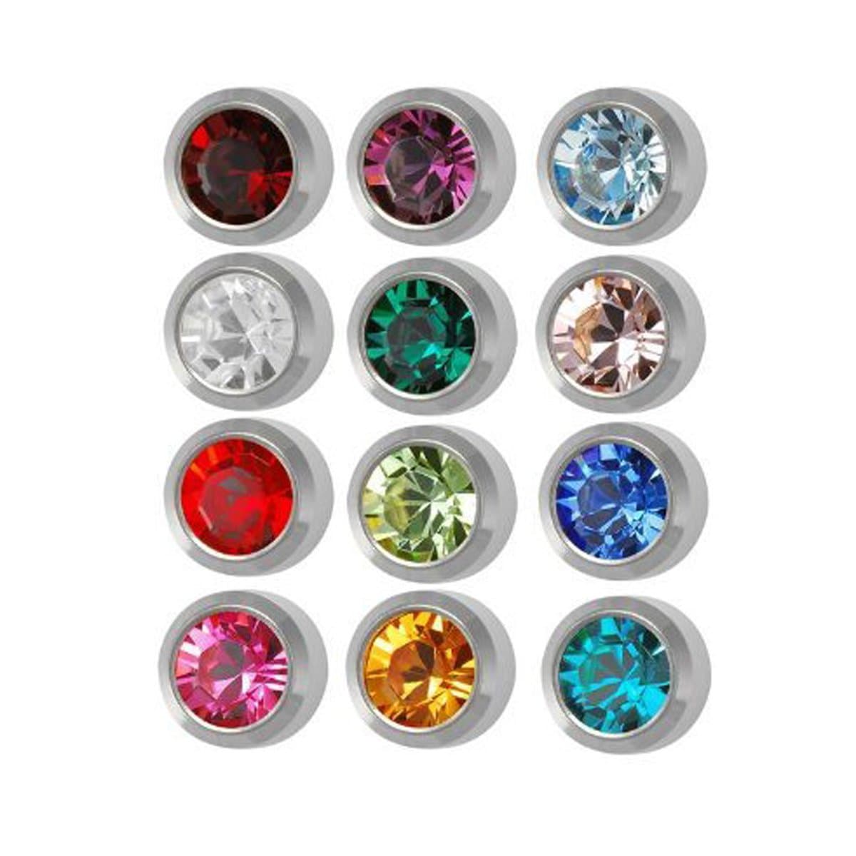 Surgical Steel 4mm Ear piercing Earrings studs 12 pair Mixed Colors White Metal by Caflon