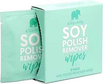 Soy Nail Polish Remover Wipes - Acetone Free Unscented, Vitamin A, C, E Oil (5-Pack)