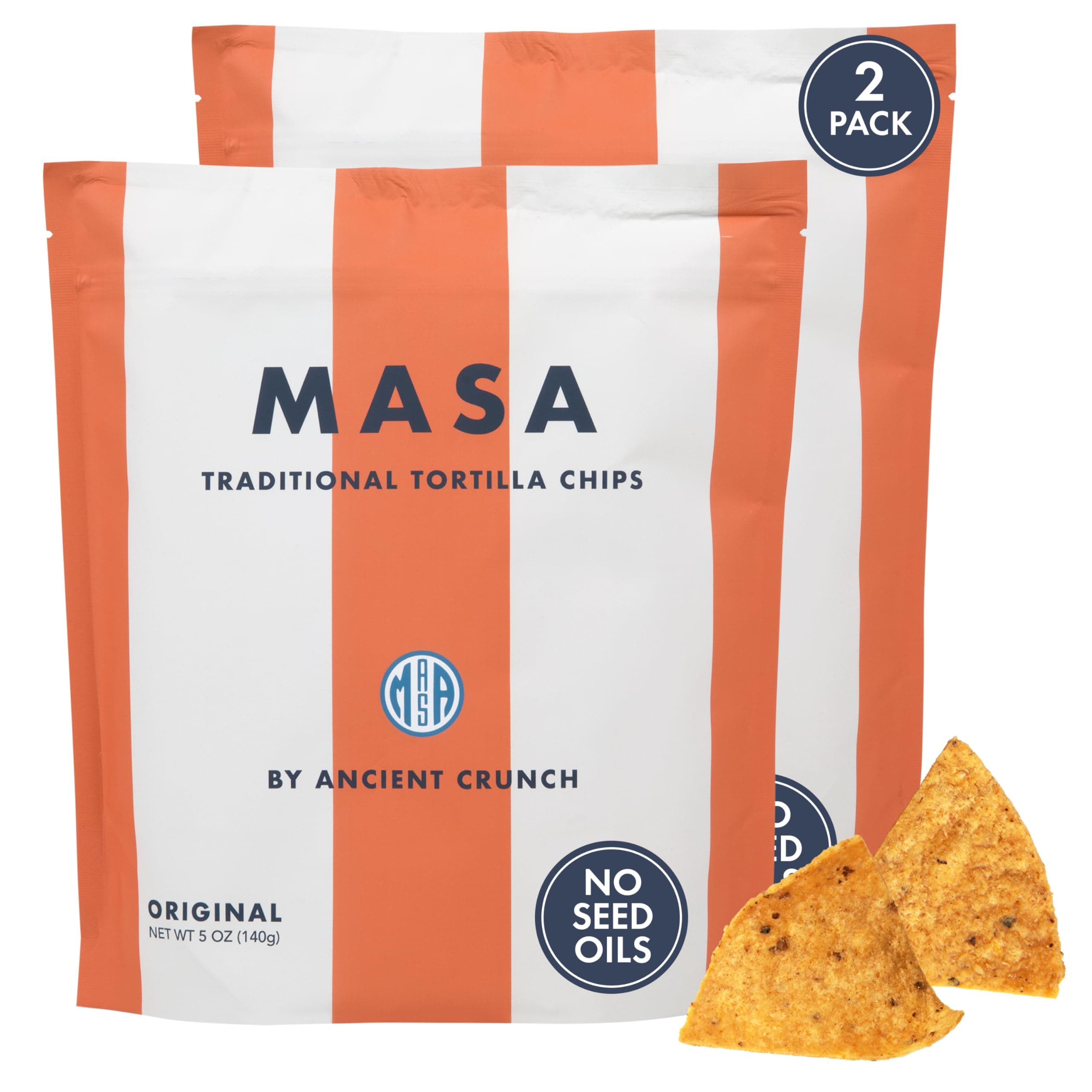 Masa Chips-Tortilla Snack Pack-Naturally Cultured Corn Chips, Seed Oil-Free-Low Carb Snacks-Made with E Grass Fed Cattle Tallow