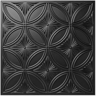 Art3d 12-Pack 3D Decorative PVC Drop Ceiling Tiles 2ft x 2ft in Black, Glue up Ceiling Panels 24 x 24in.