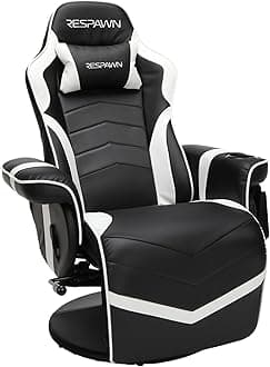 RESPAWN 900 Gaming Chair - Video Games Console Recliner, Computer Chair With Adjustable Leg Rest, Cupholder, and Footrest - White