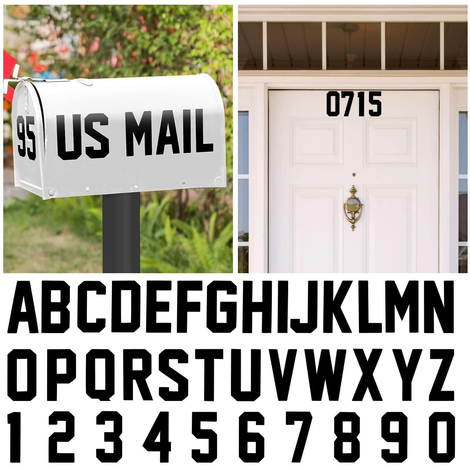 Seloom148 PCS Reflective Mailbox Numbers and Letters Stickers Decals,3 X 7 Set Number 09 and 3 X 3 Set Alphabet Letter for Outside Indoor,Vinyl SelfAdhesive Waterproof Door House Address