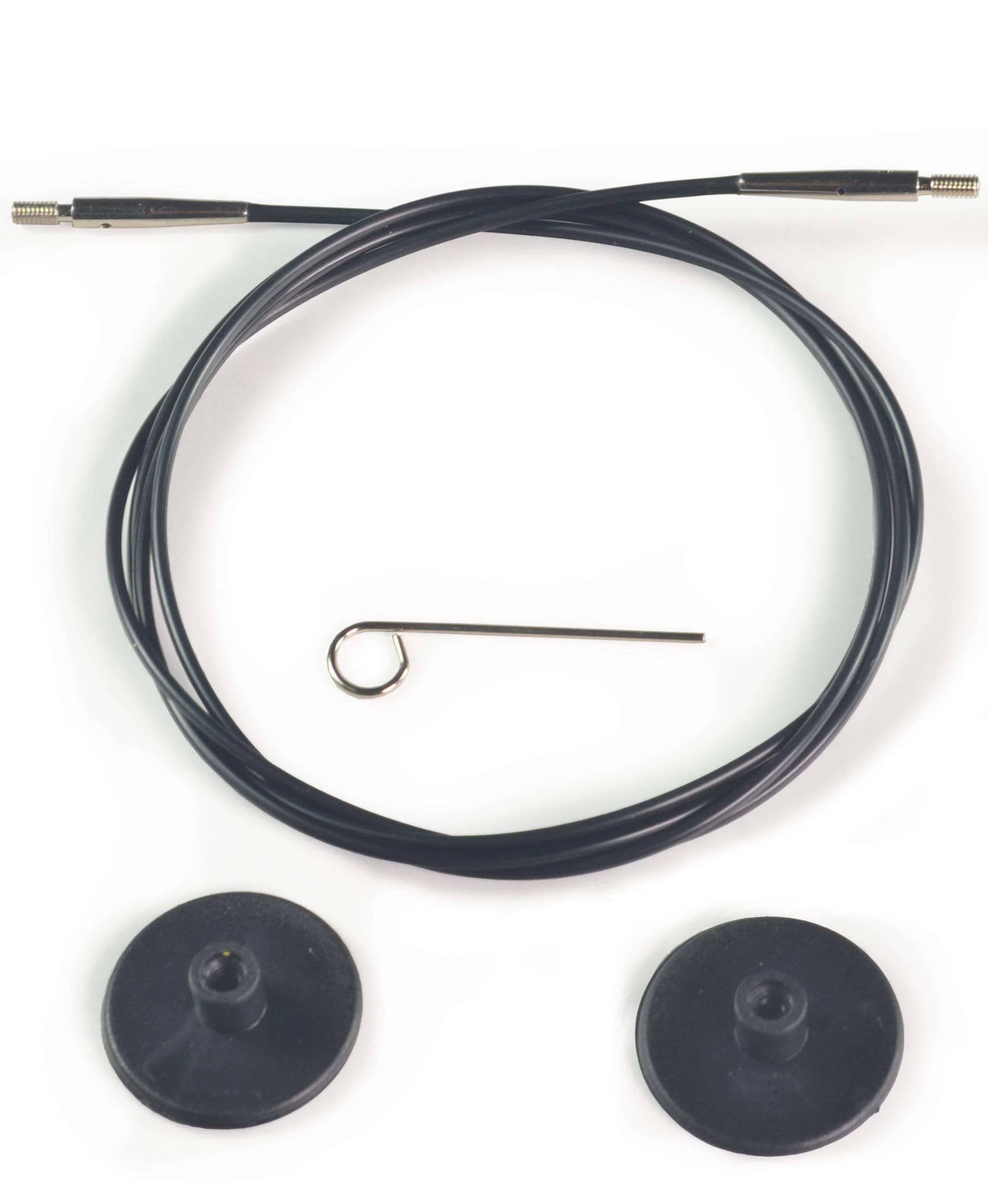 Knitter's Pride- Interchangeable, Black silver cord 49'' (125 cm to make 150 cm/ 60'' IC needle) (Code# 800106)