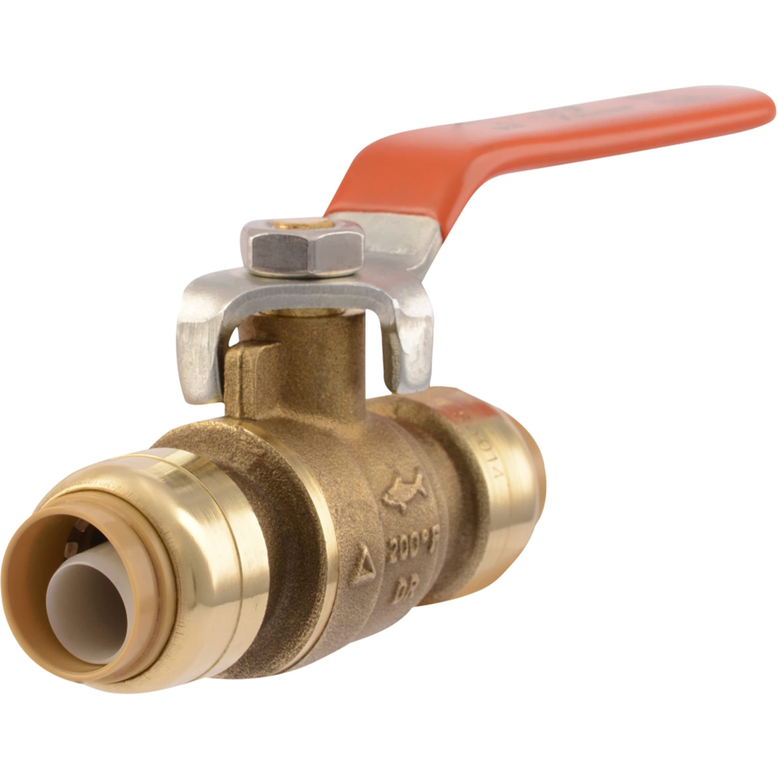 SharkBite Brass 1/2 Inch Ball Valve, Push to Connect Plumbing Fitting, Water Shut Off, PEX Pipe, Copper, CPVC, PE-RT, HDPE, 22222-0000LFA, 0.5 Inch