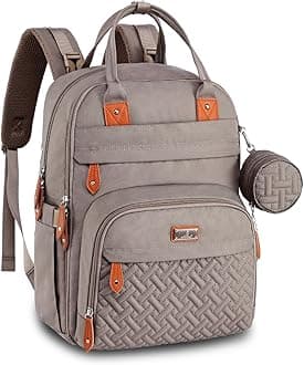 Diaper Bag Backpack - Baby Essentials Travel Tote - Multi Function Water Resistant Diaper Bag, Travel Essentials Baby Bag with Changing Pad, Stroller Straps & Pacifier Case - Unisex, Khaki