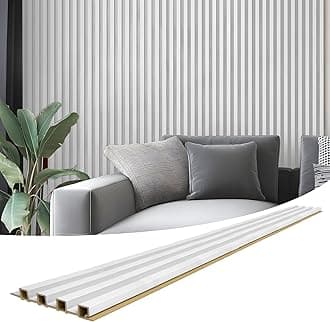 Art3d 8-Pack 96 x 6in. WPC Acoustic Slat Wall Panel for Modern Interior Decor, TV Background, Living Room, Matte White