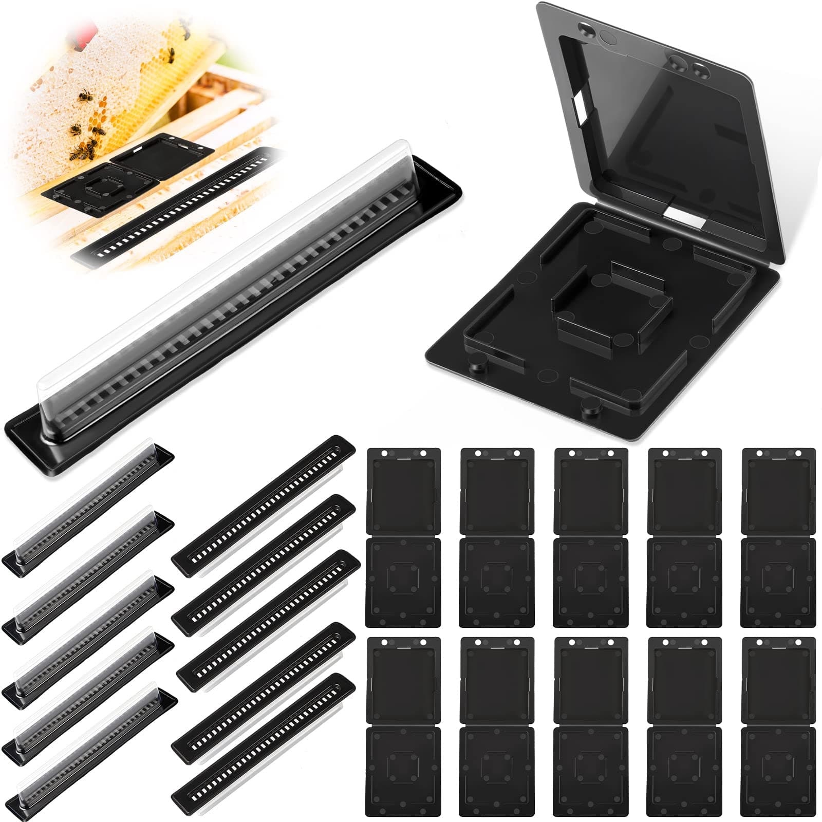20 Pieces Beehive Beetle Trap Beekeeping Beehive Collector, 2 Shape Plastic Hive Beetle Blaster Traps for Bee Hives, Beekeeper Supplies Pollen Patties Tools