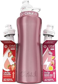 907.2 g Rose Gold Stainless Steel Water Bottle Starter Kit with Rose Gold Lid and 2 Flavor Cartridges (Strawberry & Passion Fruit Dragon Fruit)