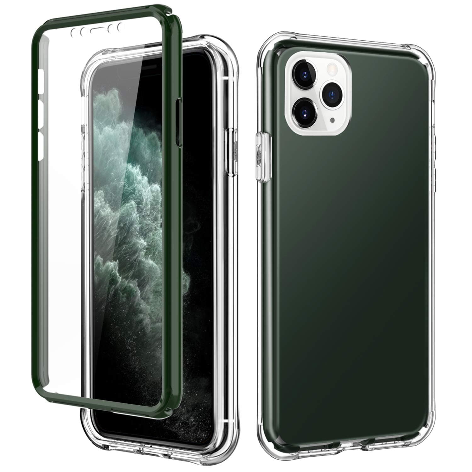 SKYLMW Case for iPhone 11 Pro Max 6.5 inch,[Built in Screen Protector] Full Body Shockproof Dual Layer High Impact Protective Hard Plastic & TPU Phone Cover Cases for iPhone 11 Pro Max,Midnight Green
