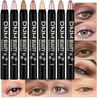 evpct 8Pcs Cream Eyeshadow Stick Set for Women, Metallic Mauve Light Pink Nude Brown Copper Beige Silver Gold Rose Shimmer, Silky Matte Shimmer Eyeshadow Applicator Sticks Eye Makeup sombras para ojos