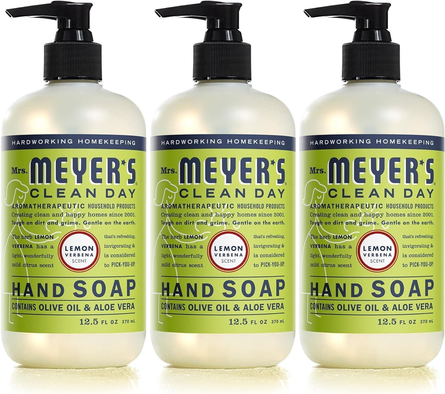 Mrs. Meyer?s Clean Day Liquid Hand Soap, Lemon Verbena Scent, 12.5 fl oz (Pack of 3)