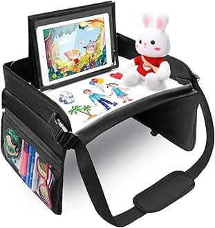 BUENAVOCar Seat Organizer Kids Travel Tray for Kids Toddlers Activities in Car Seat, Stroller, Airplane, Road Trip Essentials Activity Table Black