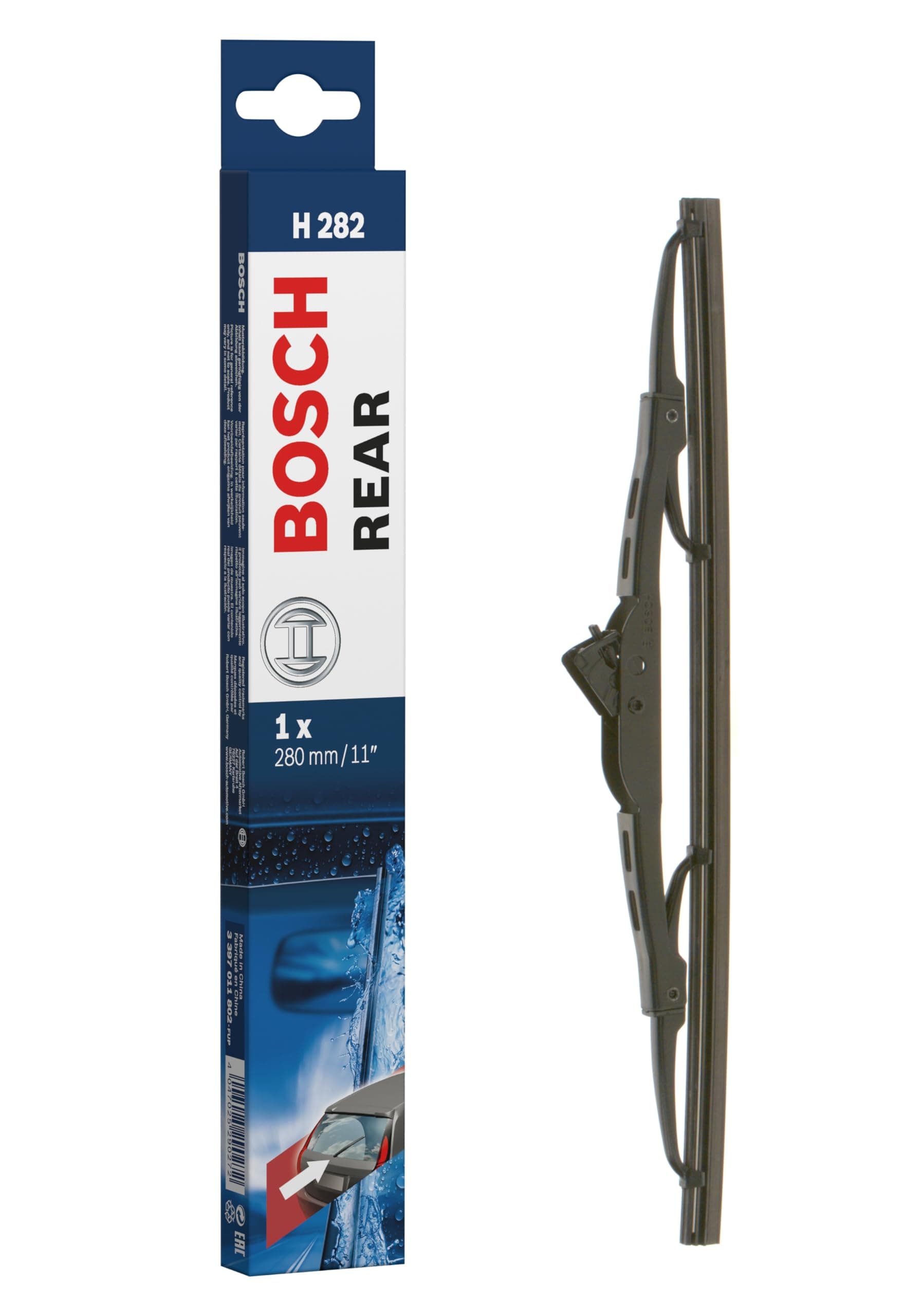 Bosch Rear Wiper H 282 - Excellent Cleaning Performance - Replacement Blade for Back Windscreen - 1 Blade, 280mm