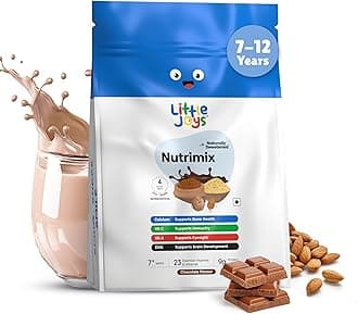 - Little Joys Chocolate Nutrimix 7+ (700g) | 7-12 Years | Naturally Sweetened with Dates & Jaggery | With 23 Essential Vitamins & Minerals | 9g Protein per Serving | Supports Overall Health & Development | With Ragi, Bajra, Almonds & Oats | Chocolate Flavour Nutrition Drink Powder