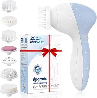 Facial Cleansing Brush [Newest 2021] Waterproof Electric Face Brush Scrubber With 7 Replacement Heads for Different Application Gentle Exfoliation Deep Cleansing Removing Blackhead and Face Massage