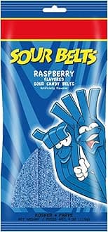 Snacktery Raspberry Sour Belts - Vibrant & Tangy Blue Raspberry Sour Strips - Non GMO, Vegan & Kosher Blue Raspberry Sour Candy - 4 Ounce Pack