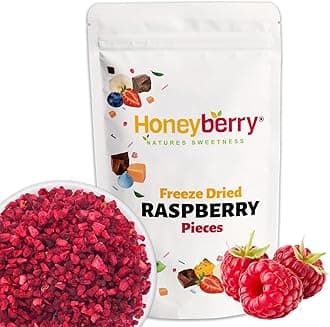 Freeze Dried Raspberry Pieces 100g - Premium Freeze-Dried Fruit Bits - 100% Natural, No Added Sugar or Preservatives Raw Dry Raspberry Grit for Baking, Cake Decorations, Yogurt, Porridge Oat, Smoothie