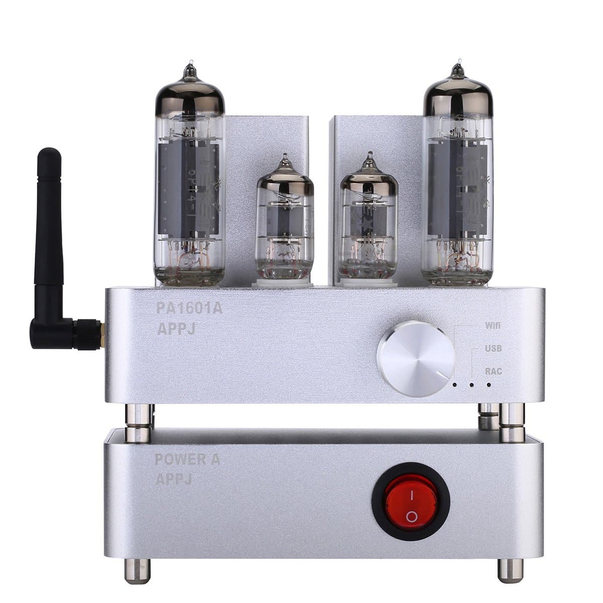 APPJ PA1601A 6P14+6JI Mini Tube Amplifier with Electrical Source (Silver)