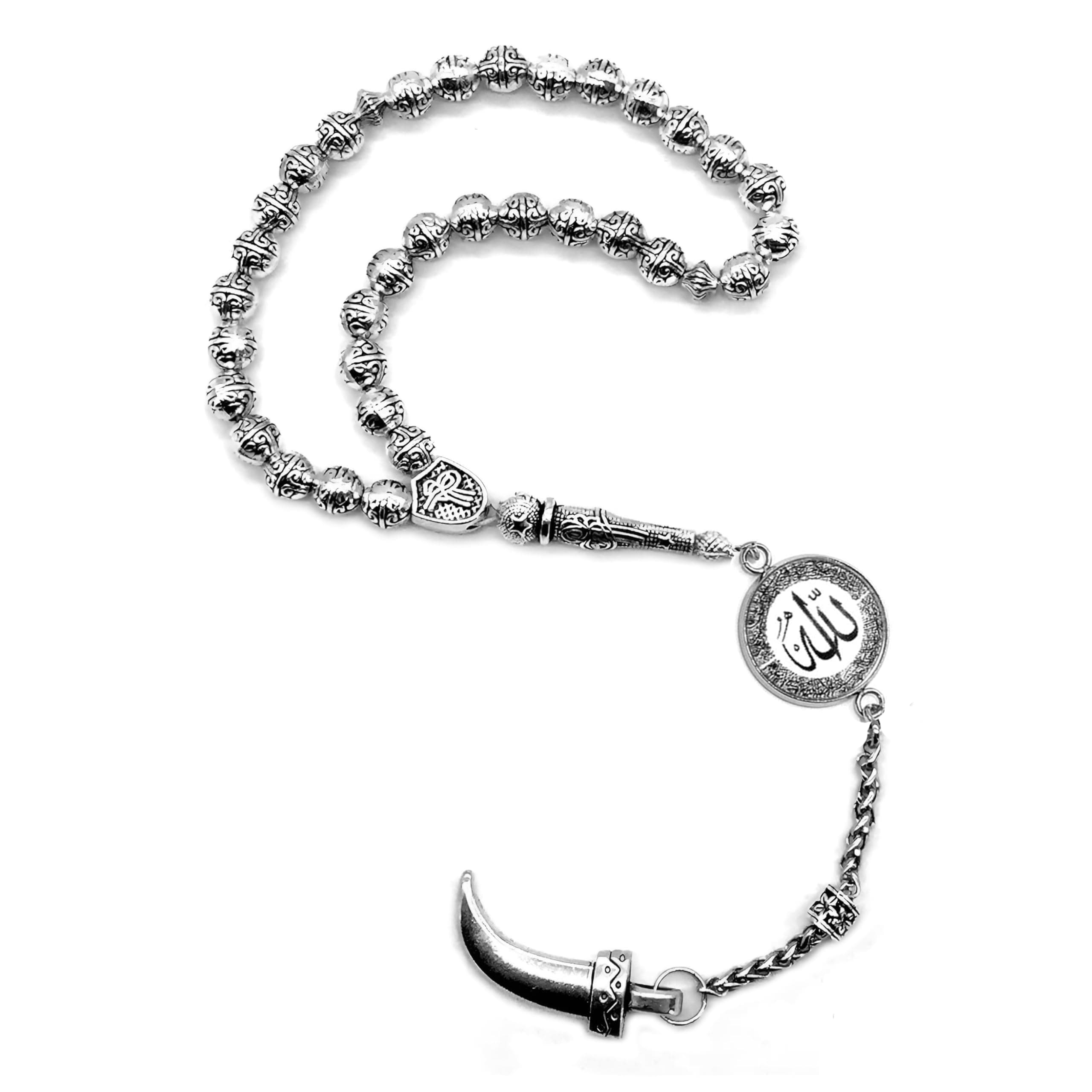 Antique Silver Plated Collection- (33 Beads) Worry Beads-Prayer Beads-Tesbih-Tasbih-Tasbeeh-Misbaha-Masbaha-Subha-Sebha-Sibha-Rosary