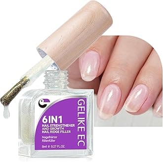 gelike ec Women Protein Nail Strengthener for Daily Life: Glittering Pearl Ec 6 in 1 Treatment for Weak and Damaged Nails Everyday - Nail Polish Hardener For Bel Salon