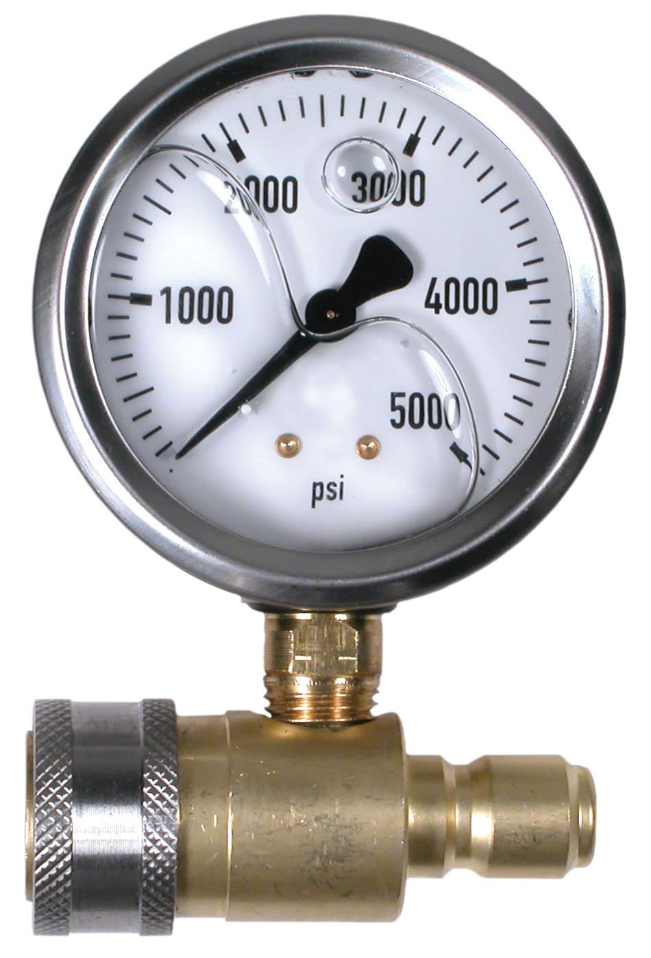 B E Pressure 85.305.001 Pressure Gauge Kit, 5000 psi, 2.5" Size, Inlet : 3/8" Quick Connect Plug, Outlet : 3/8" Quick Connect Coupler, Steel