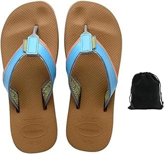 Havaianas Men's New Urban Tech Flip Flops - Stylish, Comfortable, and Durable Sandals with Wide Straps, Perfect for Beach, Casual, and Everyday Wear, Includes Velvet Pouch, 8, Bronze
