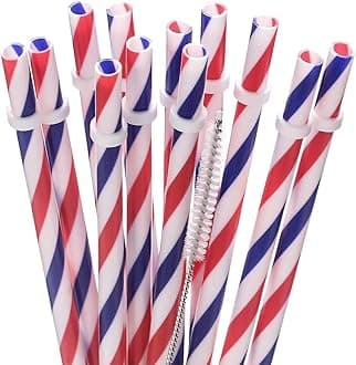 Replacement Plastic Straws For 20oz 24oz 30oz Jars Tumblers,12 Pack 11Inch Reusable Swirl Straws With Cleaning Brush, BPA-Free,Dishwaher Safe