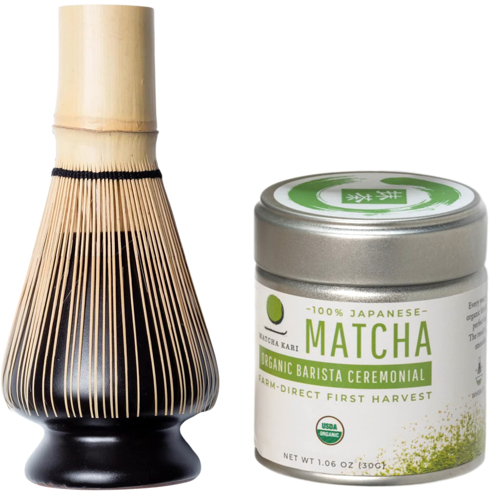 Dr. Weil - Mini Matcha Tea Set - Black - Ceremonial Organic Japanese Matcha and Whisk With Holder