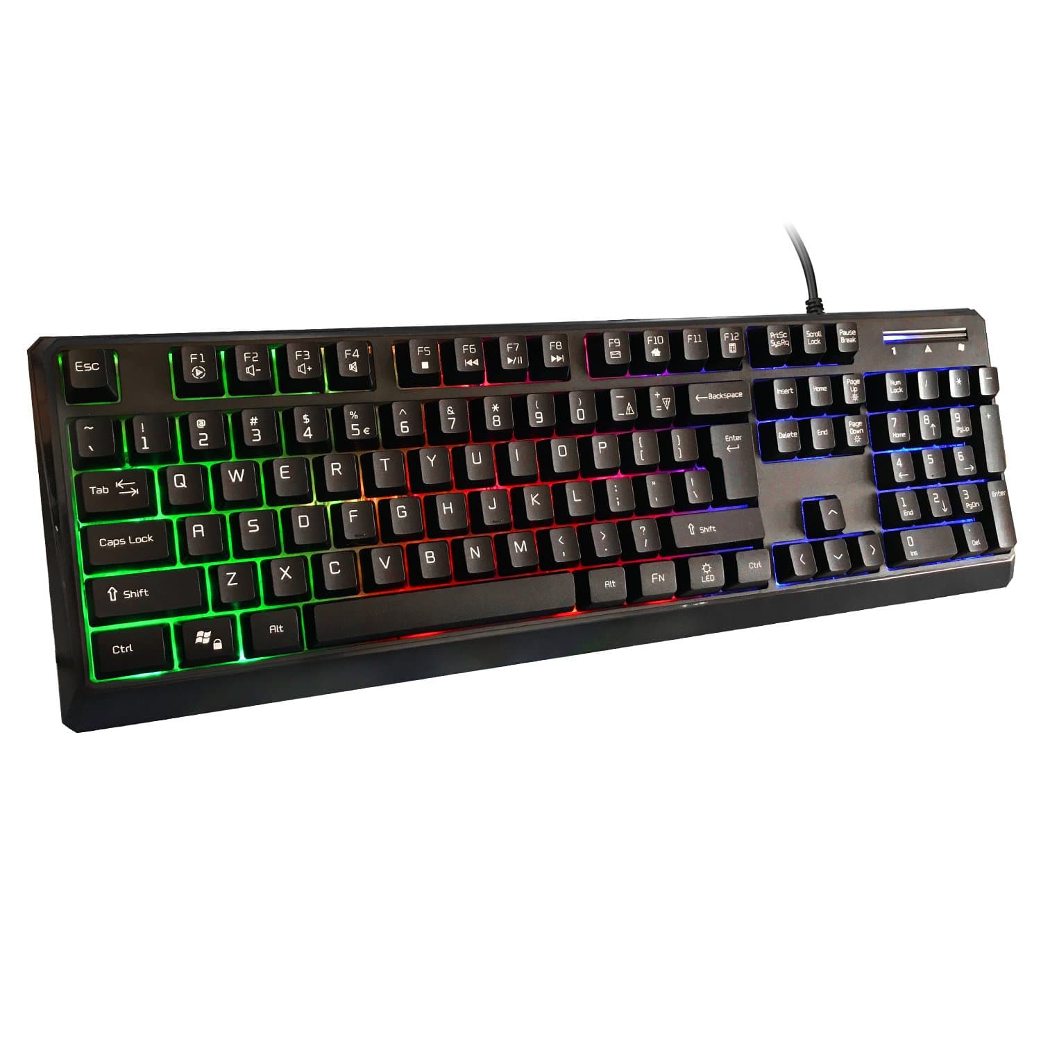 Backlit Gaming Keyboard with RGB LED, USB Mechanical Feel Wired Standard Keyboard with 104 Keys