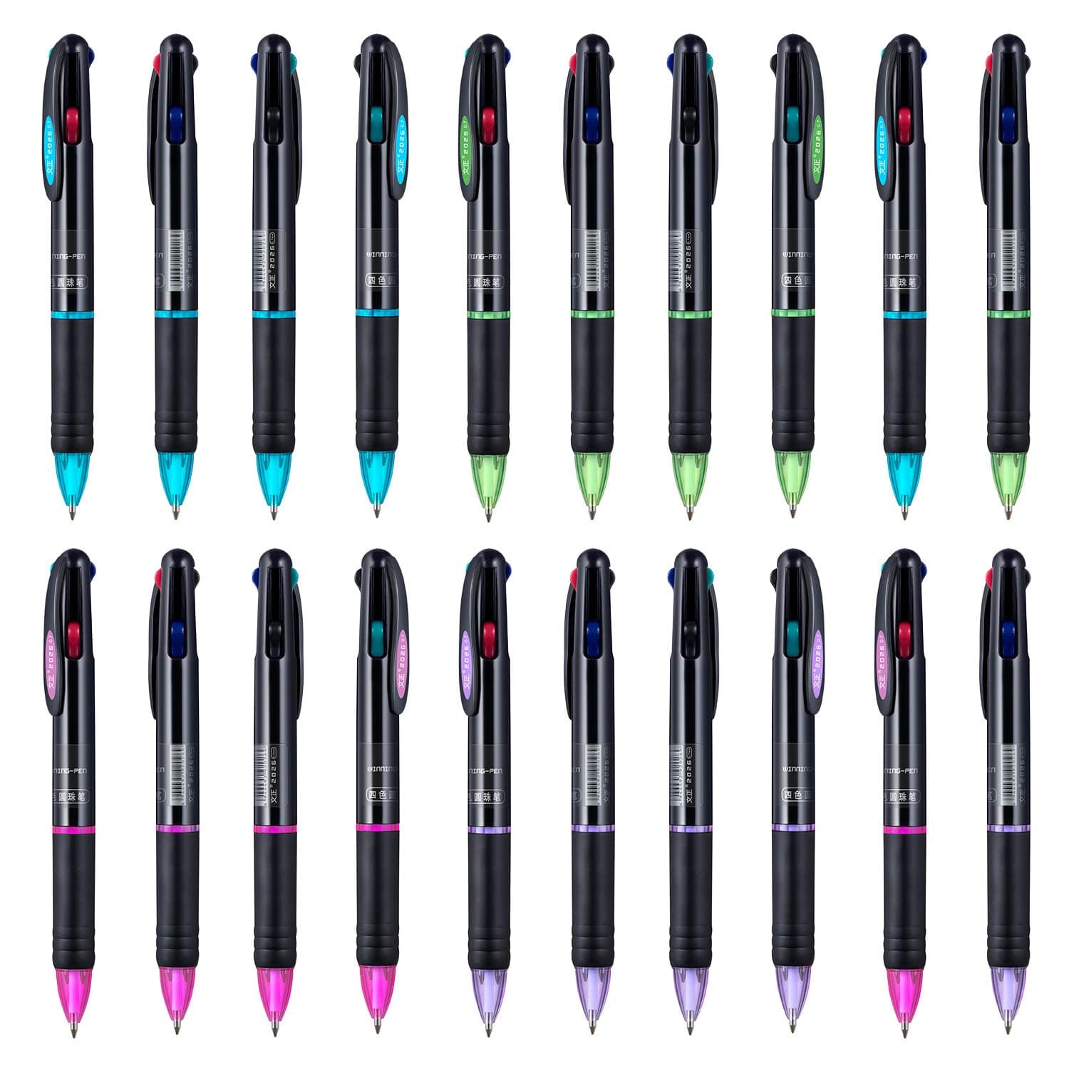 20 Pack 0.7mm 4-in-1 Multicolor Ballpoint Pen，4-Color Retractable Ballpoint Pens for Office School Supplies Students Children Gift
