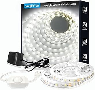 DAYBETTER White LED Strip Light, 40 ft Dimmable Bright Rope Lighting, 6500K 24V Strips, 720 LEDs 2835 Tape Lights for Bedroom, Kitchen, Mirror, Home Decoration(2 Rolls of 20 ft)