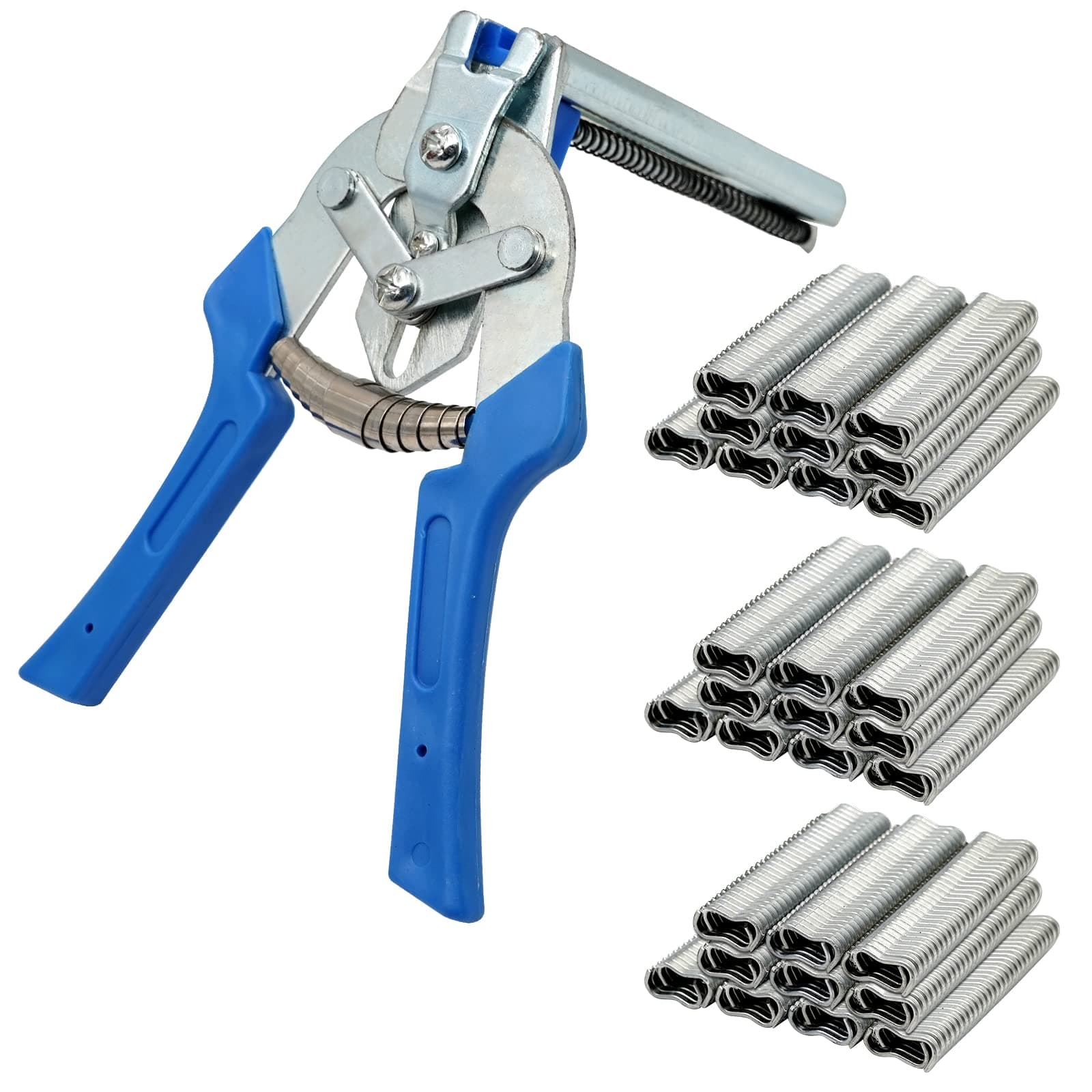 Type M Nail Ring Pliers Kit With 1800pcs M Zinc Alloy Hog Rings Multifunction Hog Ring Pliers Kit for Fence Fastening Upholstery Installation Wire Cage Snap Ring Pliers Set for Hog Animal Cage（Blue）