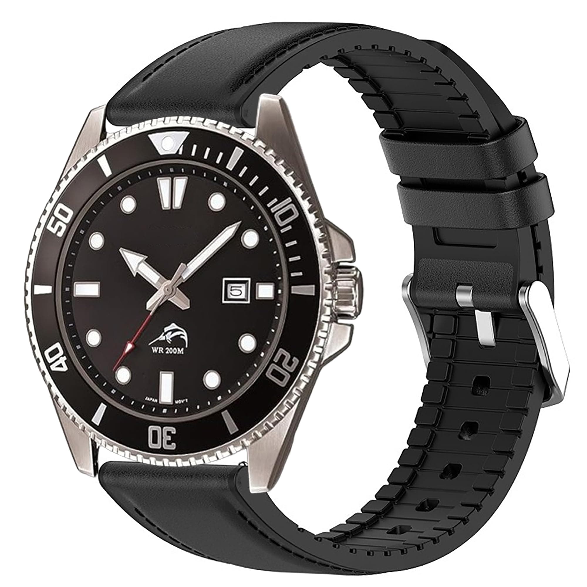 Compatible with Casio MDV106-1A bands,Lamshaw 22mm Leather Silicone Breathable Replacement Smartwatch Strap Wristband Compatible with Casio MDV106 Series Watch