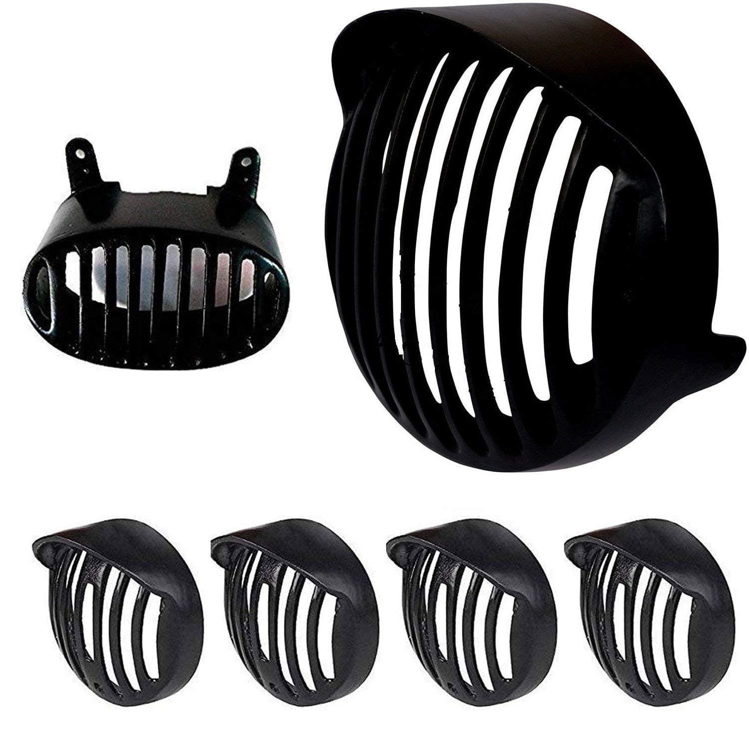Ramanta Plastic Complete Grill Set of Headlight with Cap Indicator and Taillight for Bajaj Avenger 150 CC (Black ) -Pack of 6