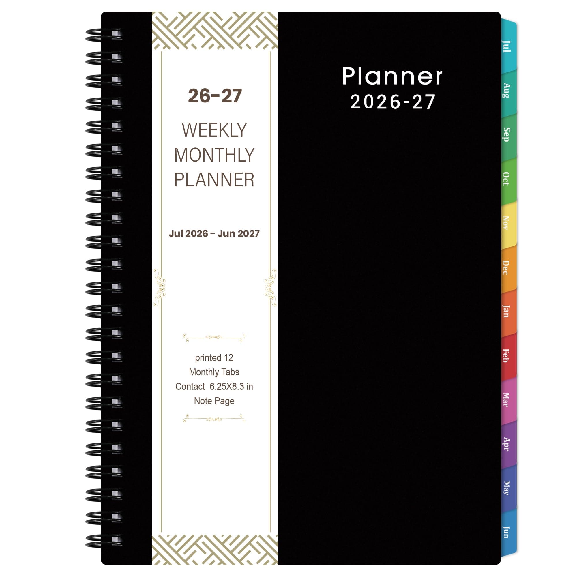 2026-2027 Planner - Weekly & Monthly Academic Planner 2026-2027, From July 2026 - June 2027, 6.25 in × 8.3 in, Flexible Cover, Twin-Wire Binding - Classic Black, Improving Your Time Management Skill