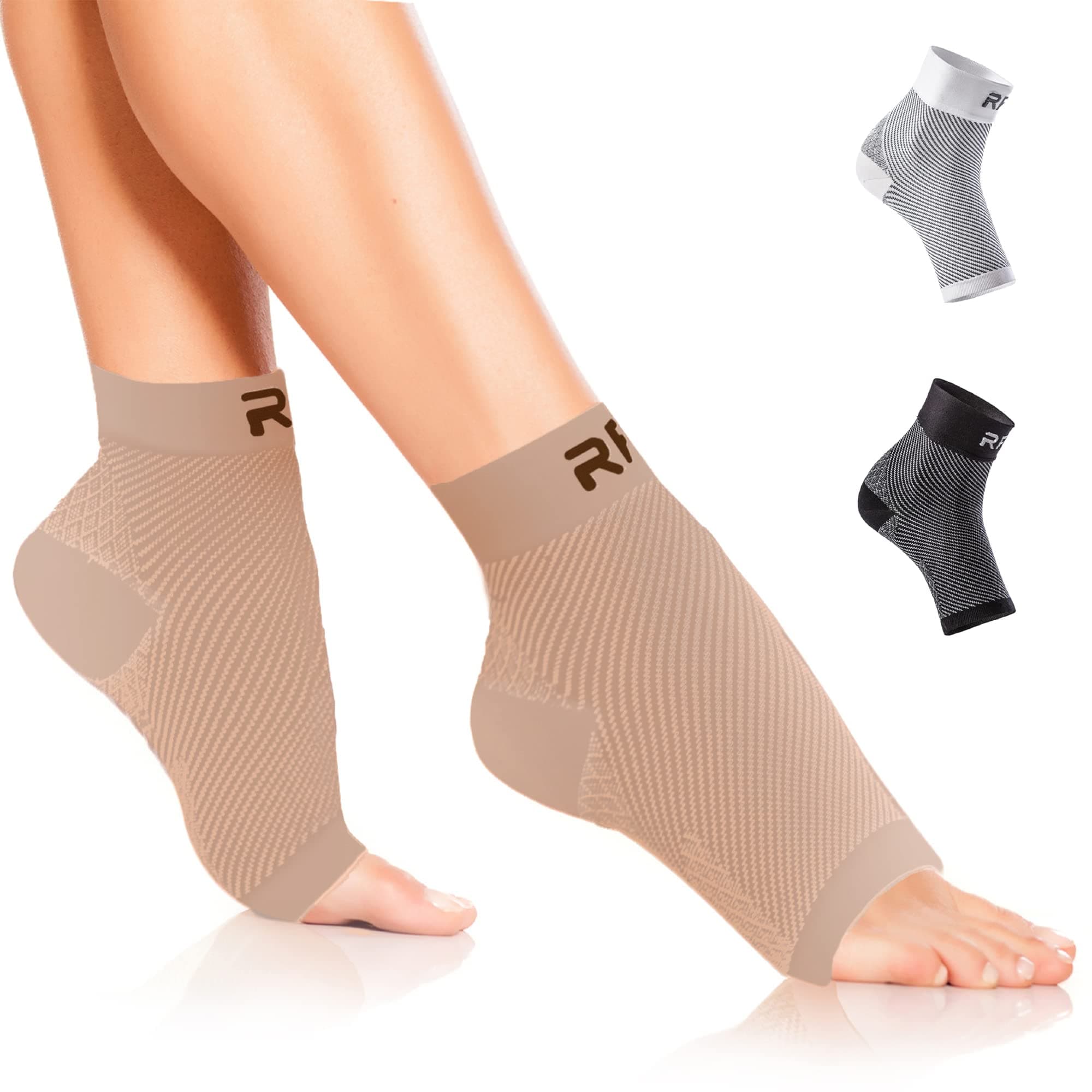 Run Forever Plantar Fasciitis Compression Socks - Foot & Ankle Support Brace for Women & Men - Toeless Compression Socks for Ankle & Plantar Night Splint, Arch & Achilles Tendonitis Relief