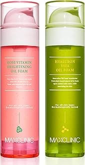 MAXCLINIC [K-Beauty] Rose Vitamin + Hyaluron Vita Oil Foam Gift Set | Daily Face Wash Oil Based Cleanser to Foam | Korean Skin Care Oil Cleanser for Dry Sensitive Skin