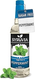 Sugar Free Peppermint Syrup for Coffee, Flavored Syrup for Drinks, Lattes, and Desserts – 25.4 fl oz