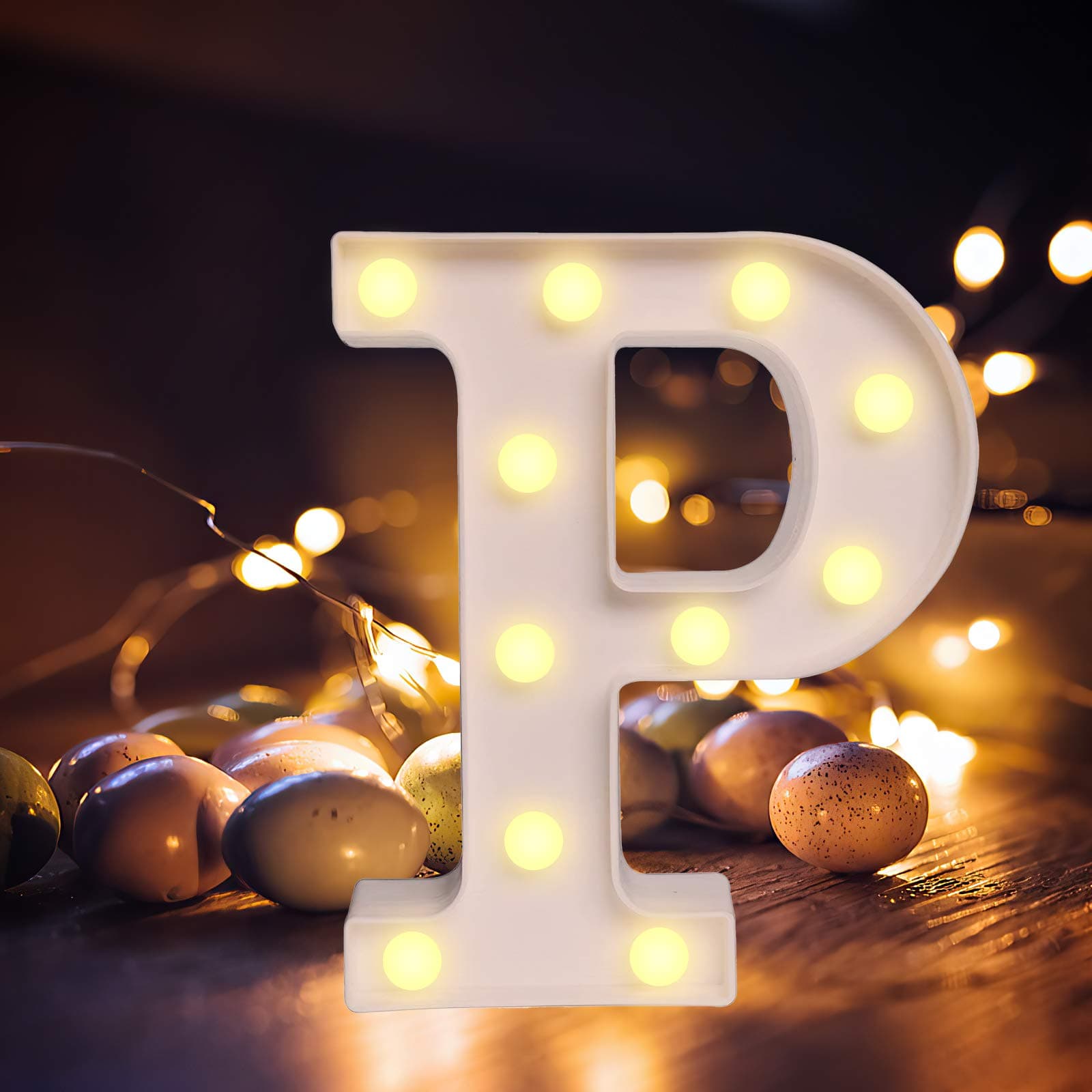 Light Up Letters,Alphabet LED Letter Lights Warm White Night Light Letters for Home Party Bar Wedding Festival Decorative (P)