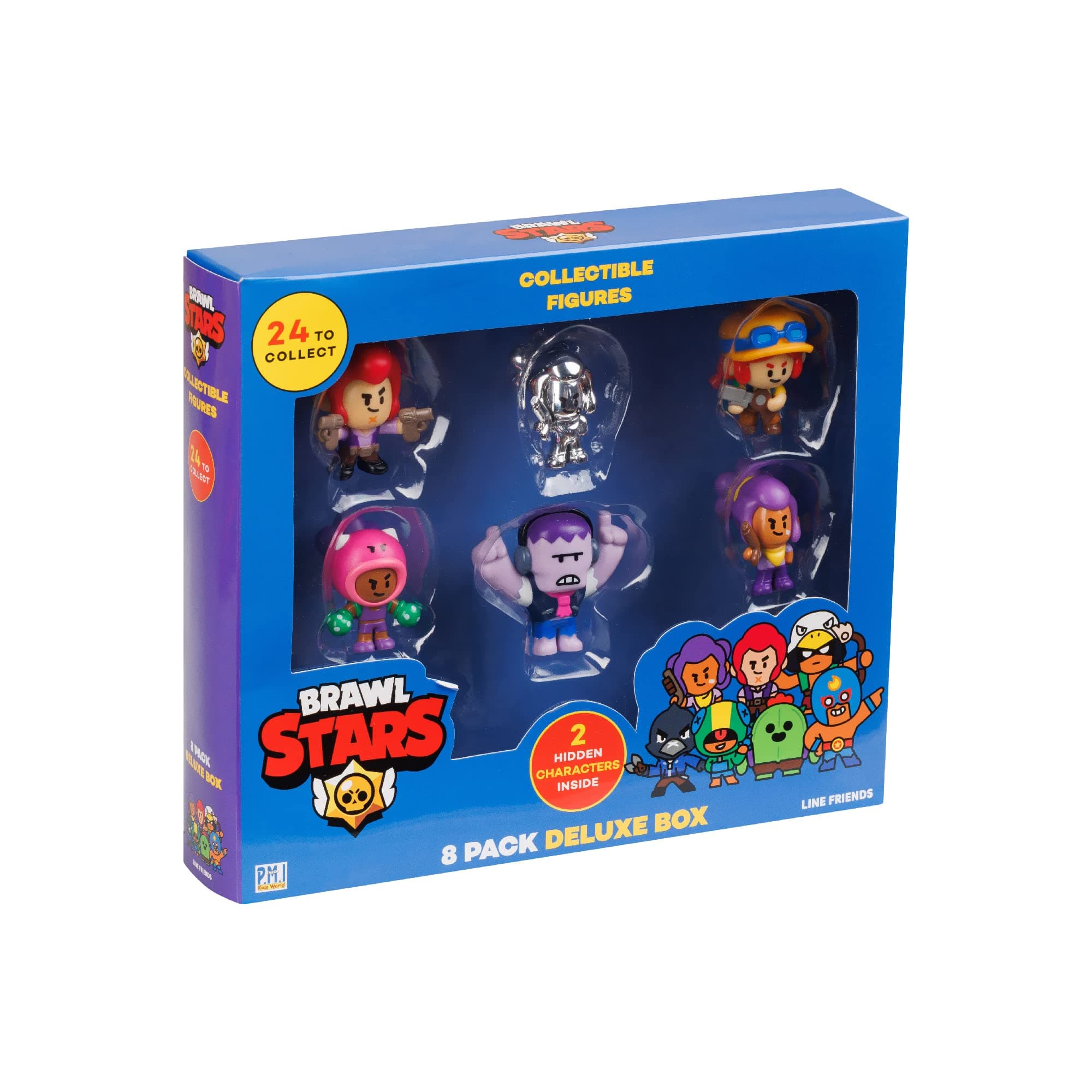Brawl Stars Collectable Mini Figures Deluxe 8 Pack | 2 Mystery Characters | 1 Silver Skin Figure | 2 Inch Figures | P.M.I. Official Licensed Toys | Supercell | Gift For Gamers Toys
