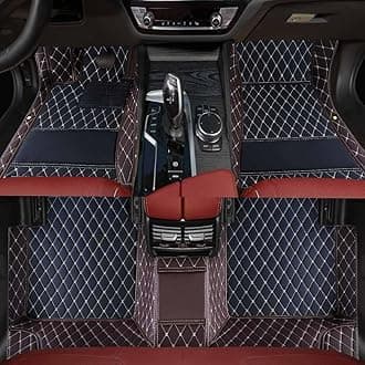 Custom Personalized Floor Mats ，Luxury Full Coverage All Weather Car Floor Mats，Anti-Slip Leather Car Mat Set ，Custom Floor Mat， for 99% of Cars, Trucks & SUV. (Black+Brown)