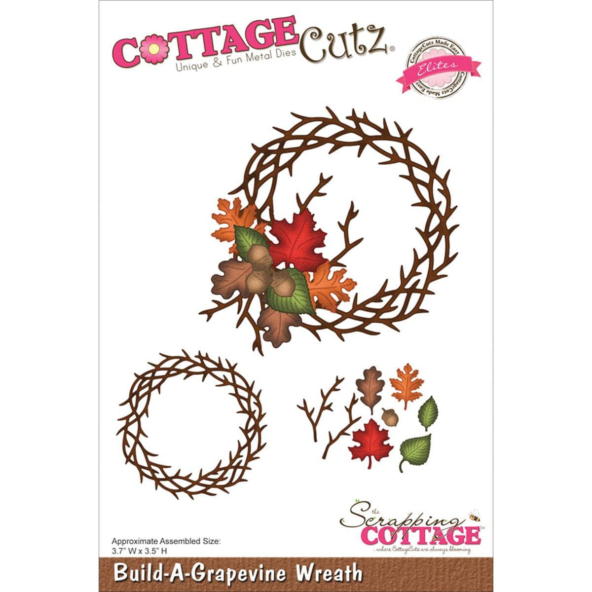 CottageCutz CCE064 Elites Die Cuts, 3.7 by 3.5-Inch, Build-A-Grapevine Wreath