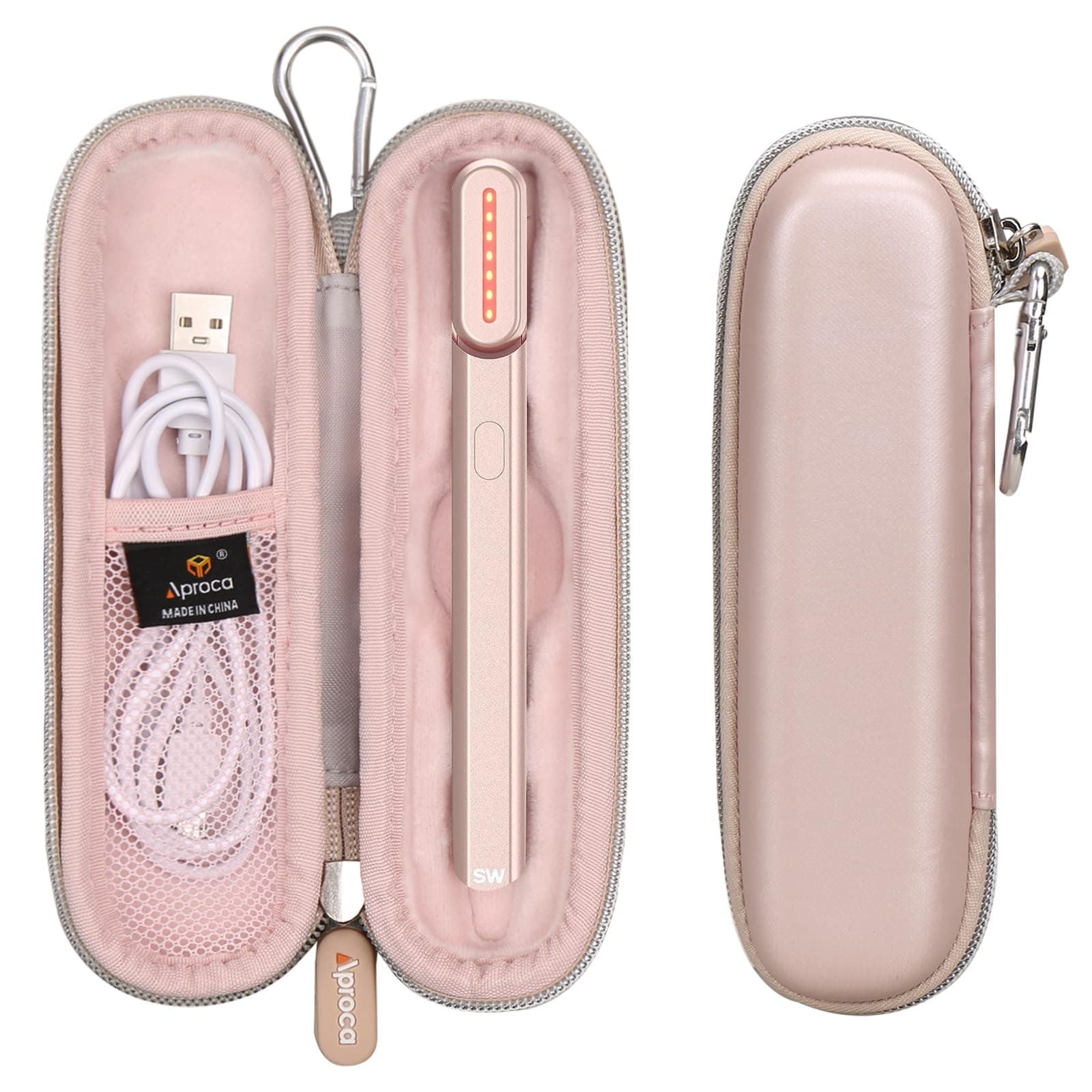 AprocaPink Hard Storage Travel Case Compatible with SolaWave 4-in-1 Facial Wand Face Neck Tightening Machine