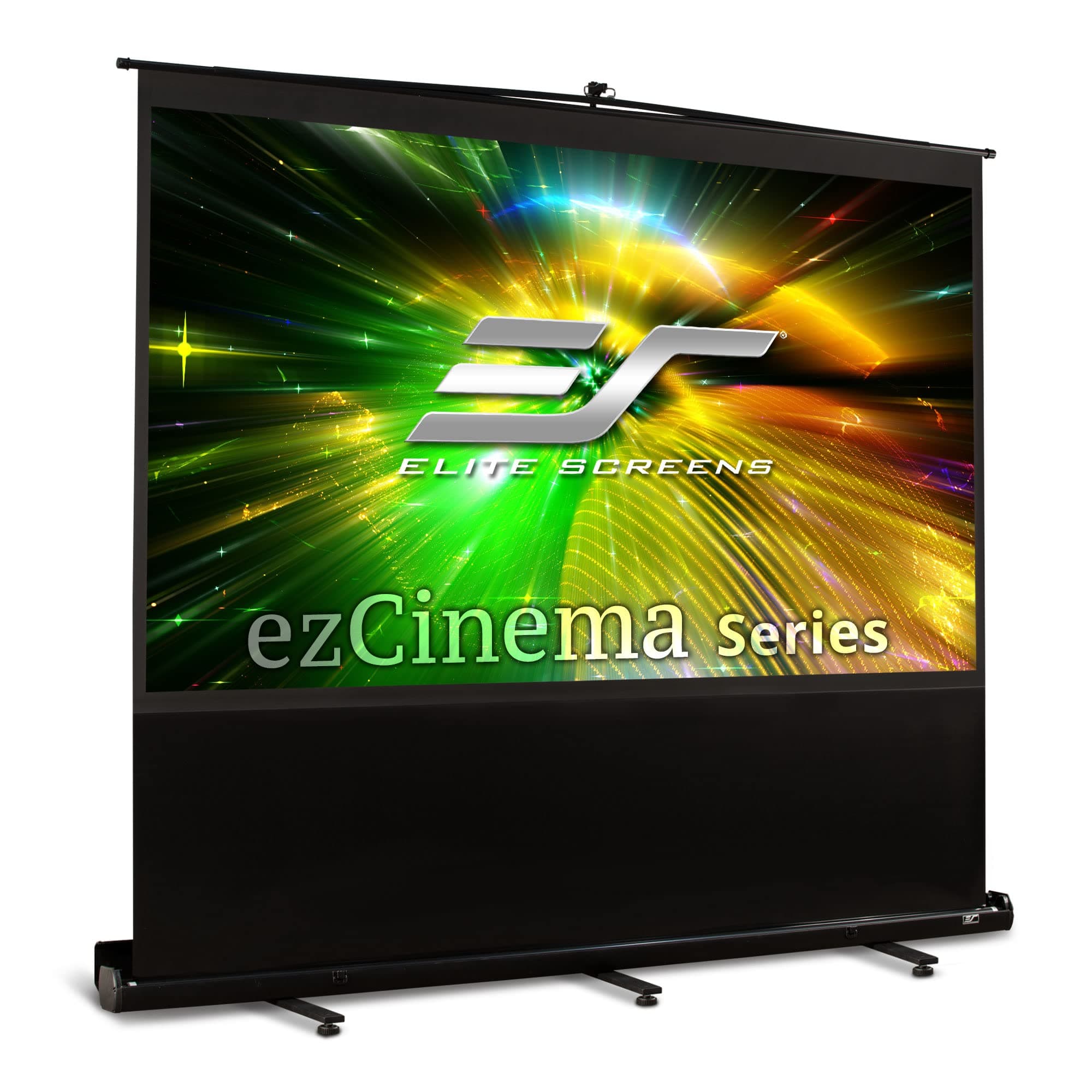 Elite Screens ezCinema Series, Floor Pull Up Manual Projector Screen, 135-inch 16:9, Portable Telescoping Support Bar Black Backing Home Theater Office Classroom Projection Screen, F135NWH, Black