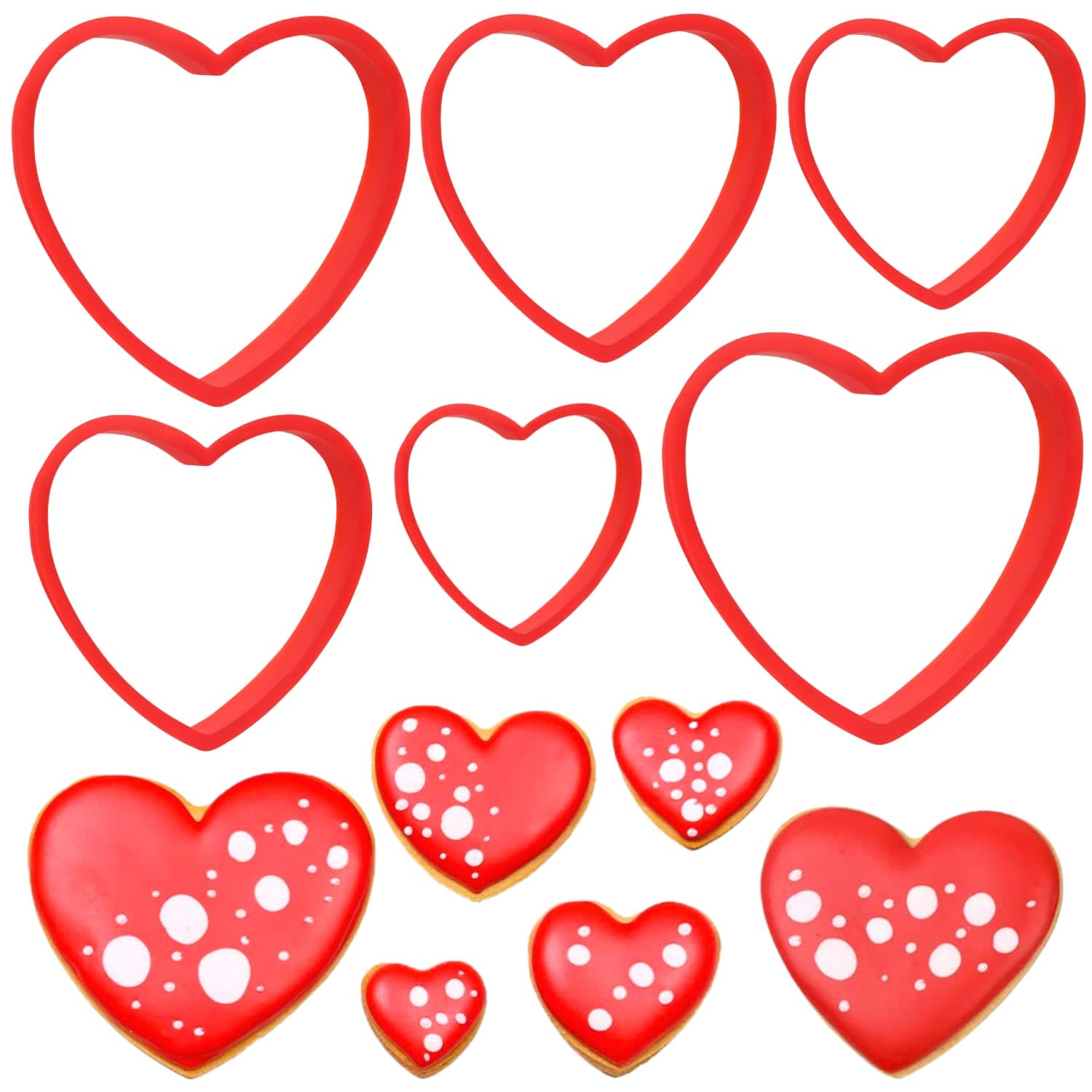 Heart Cookie Cutter Set 6 Pieces Heart shape Cookie Cutters Wedding Birthday Biscuit Cutters for Baking